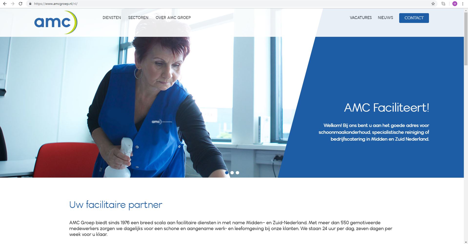 Nieuwe website voor schoonmaakbedrijf AMC Groep