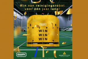 Cleanfix en Veiligesportvloer.nl geven schrobzuigrobot weg